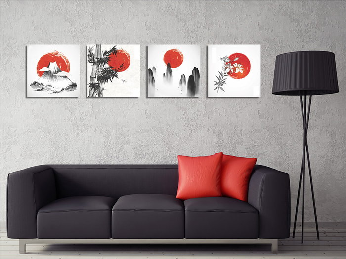 Wallity FRJ03 Set de 4 Lienzos Decorativos Multicolor de 30 x 30 cm Wallity FRJ03 Set de 4 Lienzos Decorativos Multicolor de 30 x 30 cm
